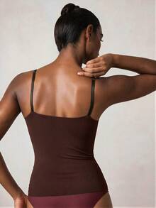 Veilyse Women's Solid Color Camisole Tank Top - Coffee Brown - View 2