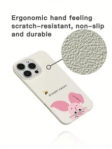 Miniso 1pc New Disney Winnie The Pooh Piglet Simple Style Yellow Genuine Leather Phone Case, Anti-Scratch Textured Interior, Thick Shockproof Protective Cover, Compatible With Apple 17 Pro Max/Air, 16, 11/12/13/14 Plus/XR/7/8 Plus/15 Pro Max - White - View 2