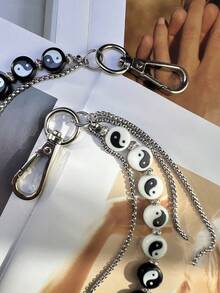 New Model DIY Tai Chi Yin And Yang Eight Trigrams Formation Pants Chain Men And Women Accessories Y2K Jewelry Symbolize Peace Good Luck Solve Worries - Black - View 8