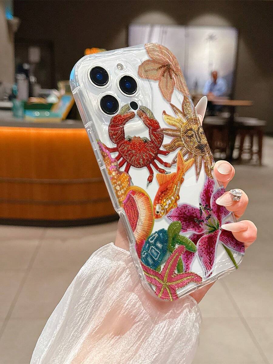 1件個性化夏季海洋花朵海龜螃蟹海星太陽圖案手機殼,適合作為度假禮物,相容於 Apple XS/XS Max/XR/11/12/13/14/14 Plus/15/15 Plus/16/16 Plus/7/8 Plus/17/17 Pro 及其他機型保護殼 - 彩色 - 查看 1