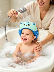 1 buah Topi Mandi Tahan Air Bergambar Kartun yang Dapat Diatur Ukurannya - Topi Mandi & Cuci Rambut Bayi, Topi Mandi Portabel, Desain Pelindung Mata Anti Air, Gaya Kartun Lucu - Pelindung Telinga Berkualitas Tinggi, Tersedia Berbagai Warna (Biru, Kuning) - Topi Mandi Penting untuk Kamar Mandi, Aksesori Sanitasi Praktis, Desain Menarik, Nyaman Dipakai - MultiWarna - View 5