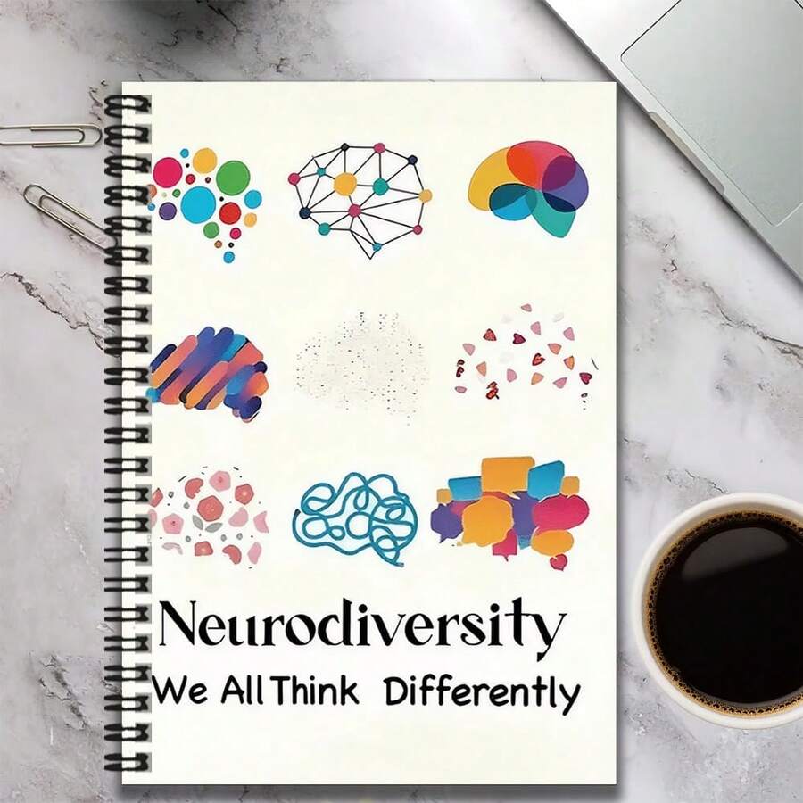 1 pieza Cuaderno de espiral con tema de neurodiversidad creativa, portada con patrón abstracto de cerebro colorido, único y distintivo. Adecuado para registros de trabajo, notas de estudio, escritura de diario, etc. Ya sea como regalo para graduación, cumpleaños o para planificación diaria y uso de memorandos, es una excelente opción. - Multicolor - Ver 1