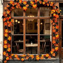Artificial Black Maple Leaf Garland - Realistic Autumn Orange & Black - Heavy Duty Plastic Foliage Vine, Suitable For Thanksgiving, Halloween, Wedding Decor - No Electricity Required, Indoor/Outdoor Autumn Home, Garden, Party Decoration - Longest Maple Leaf Vine, Can Be Used As Magic Forest Decor, Halloween Decoration, Holiday Wreath Design, No Power Needed, Weather-Resistant Leaves, Home Decor - Multicolor - View 8