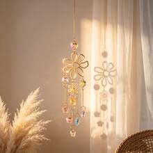 Crystal Light-Catching Wind Chime Pendant, Multi-Scene Hanging Decor, Suitable For Windows, Porches, Doors, Car Interiors, Indoor And Outdoor Home Decoration, Ideal Holiday And Daily Gift - Petal Crystal Wind Chimes - View 3