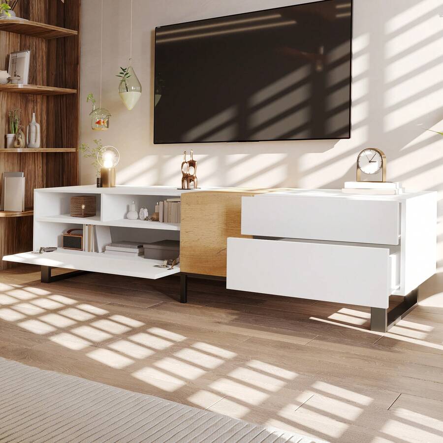 Modern,TV,Cabinet - White Wood - View 1