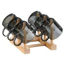 6 Pcs Small Glass Tea Cup With Wood Cup Holder, 90ml/3oz Clear High Borosilicate Glass Kung Fu Teacups, Mini Tea Utensil Decoration, Transparent Mini Espresso Cup For Home, Office - Multicolor - View 8