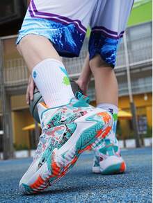 Men's Basketball Shoes Lightweight Sports Shoes Training Shoes Women's Unisex Breathable Sports Outdoor Unisex High-Quality Sports Shoes Random Print Pattern - White Moon - View 4