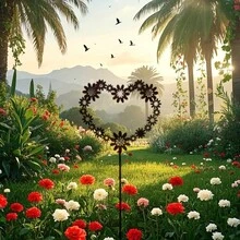 1pc Outdoor Heart-Shaped Garden Decor - Sturdy Construction, Suitable For Valentine's Day, Wedding, Anniversary - Romantic Yard, Patio Or Indoor Decoration - No Electricity Needed, Easy To Install With Ground Stake - Perfect Couple Gift, Patio Accent, Rustic Charm, Exquisite Design - A - View 3