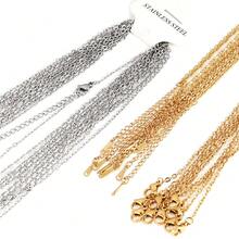 10 Pcs 40+5cm Stainless Steel Chain Necklace, Gold And Silver Available, Suitable For DIY Jewelry Accessories - Yellow Gold - View 3