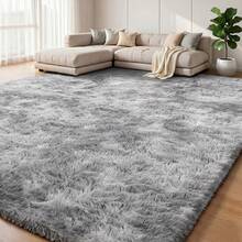 EDIMENS Fluffy Area Rugs For Bedroom & Living Room Large, Soft Plush Modern Rug For Kids Room, Anti Slip Bedroom Rugs, Thick & Shaggy Carpet Floor Mat For Home Decor - Tie-dye Light Gray - View 3
