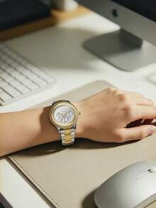 Fossil 女款日常時尚雙色不鏽鋼手鍊石英計時腕錶 ES5107 百搭手錶 - 銀色 - 查看 4