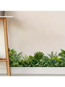 1pc Tropical Jungle Greenery Baseboard Wall Sticker, Monstera Palm Leaf Wall Border Decal, Peel And Stick Waterproof Plant Trim Home Decor - Tropical Jungle Greening - View 4