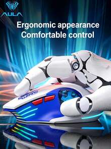 AULA S55 Wired Gaming Mouse Mechanical Style Ergonomic Design 7200DPI Breathing Light RGB Gaming Grade Computer Mouse Laptop Mac Original AULA Wired Mouse - View 3