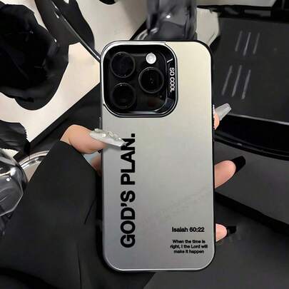 1件裝黑色活力 IMD 聖經英文金句圖案手機殼，個性化保護殼，相容 iPhone 16 Pro Max/17/16/15/14 Plus/13/12/11/Air 及系列