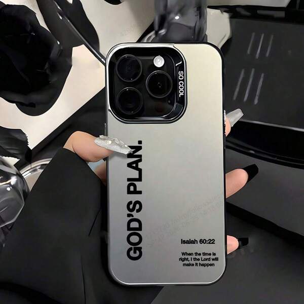 1件裝黑色活力 IMD 聖經英文金句圖案手機殼，個性化保護殼，相容 iPhone 16 Pro Max/17/16/15/14 Plus/13/12/11/Air 及系列