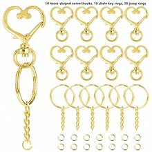 30/60/90pcs Heart-Shaped Keychain Swivel Clasp Hook Set, Split Key Ring Chain And Jump Ring Bulk Keychain Lanyard, DIY Keychain Making Kit, DIY Keychain Wallet Bag Pendant Accessories Craft Supplies - Heart-shaped Clasp Chain Small Loop - View 11