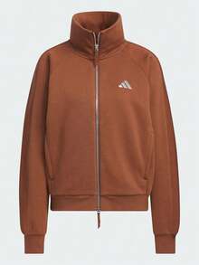 Adidas Women's FLEECE JKT Knit Collarless Jacket KC0048 - Brown - View 2