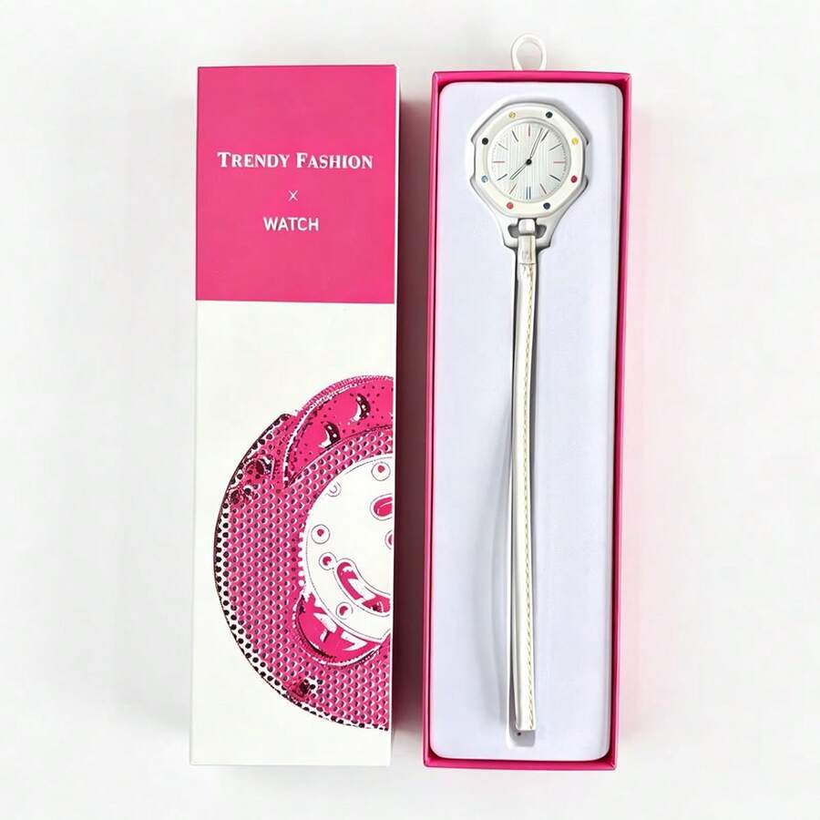 女款細皮革手鍊石英手錶，八角形小錶盤，極簡刻度盤，石英腕錶禮盒套裝，可拆卸錶頭，精緻約會禮品手錶套裝（1件/套）含手錶盒