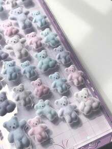 Autocollants 3D flocage Q-Lia, autocollants gaufrés motif lapin et ours, convient pour le scrapbooking DIY, les coques de téléphone, les journaux, les autocollants décoratifs, pack de recharge d'autocollants - Multicolore - Voir 11