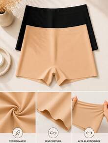 Kit 3 Calcinha Boxer Feminina Sem Costura Cueca Feminina - Multicolorido - Visão 3