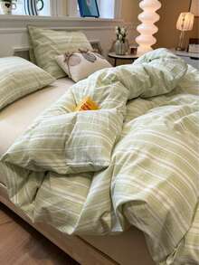 Juego de ropa de cama de 3 piezas de poliéster con estampado minimalista vintage, ropa de cama para dormitorio, juego de ropa de cama para decoración de dormitorio, cierre con cremallera, apto para todas las estaciones, suave, amigable con la piel y transpirable, apto para cama de dormitorio, cama individual, cama doble, cama king, juego de ropa de cama para dormitorio, lavable a máquina rápidamente, temporada de regreso a clases, vida universitaria, ¡ropa de cama esencial para mudarse! (Incluye 1 funda nórdica, 2 fundas de almohada, sin rellenos) - Multicolor - Ver 8