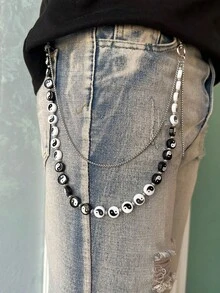 New Model DIY Tai Chi Yin And Yang Eight Trigrams Formation Pants Chain Men And Women Accessories Y2K Jewelry Symbolize Peace Good Luck Solve Worries - Black - View 11