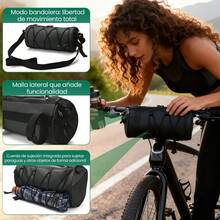 Bolsa De Bicicleta Portátil Impermeable Con Correa Negro - Negro - Ver 5