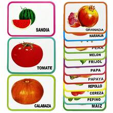 28 Spanish Alphabet/Animal/Fruit Double-Sided Cognitive Learning Cards (15cm X 11cm) - Exquisite Illustrated Teaching Cards, Early Education Reading Game - Multicolor - View 12