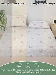 1 Stück romantisches staubrosa Schmetterling & kleine weiße Wildblumen Spannbetttuch, gedämpftes Beige Skizze Botanik Muster, weiches atmungsaktives pflegeleichtes Ganzjahres-Bettwäsche, passt für King Queen Full Twin, ideal für Zuhause, Studentenwohnheim, Wohnung & Schmetterling Blumen Urlaubsgeschenk - Verschiedenfarbig - Übersicht 8