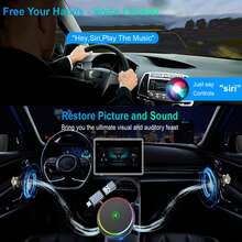 2-In-1 Wired To Wireless CarPlay Adapter, Round Colorful Light Car Connectivity Box, Supports Wireless Android Auto, Plug And Play, Compatible With All Apple And Android Models, Universal Car Navigation And Music Playback Receiver - A - View 3
