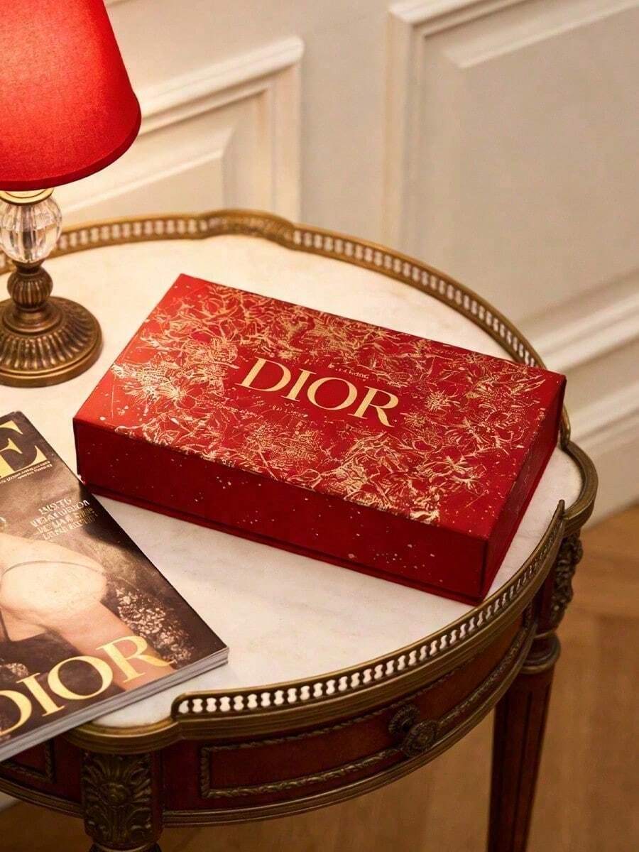Dior 紅色亮片鏡面珠寶盒 5格口紅收納盒 新娘婚禮禮物 化妝品收納盒 唇彩化妝展示盒 - 紅色 - 查看 1