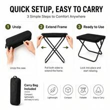 Portable Multi-Functional Outdoor Picnic Camping Folding Chair, 330 Lbs Weight Capacity, Lightweight Sturdy Frame, Easy To Set Up And Fold, Super Lightweight Fishing Stool, Travel Seat, Enhanced Fishing Gear - Black - View 9
