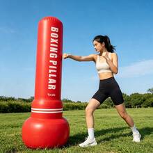 1pc Red Thickened PVC Inflatable Boxing Punching Bag, Adult Home Stress Relief Venting Sandbag, Standing Fitness Punching Column - Multicolor - View 2