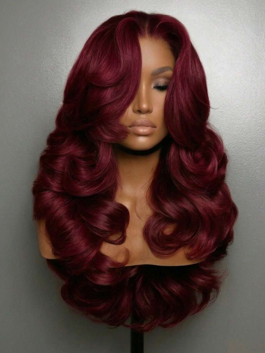 Uveous 99j Burgundy 13x4 Lace Front Wigs Human Hair 30 Inch Body Wave Lace Front Wigs Pre Plucked With Baby Hair 200 Density Body Wave Lace Front Wig For Women - S99J - 查看 1