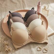 Sutiã Bojo Liso Básico Alça Regulável Soutien Dia a Dia Sutian Clássico Sutian com Aro Lingerie Moda Íntima Sutiãs Femininos - Multicolorido - Visão 4