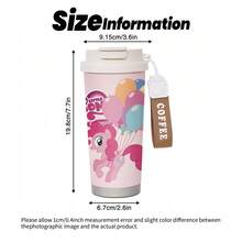 Miniso Taza de café aislada con diseño de My Little Pony Pinkie Pie, con correa para la muñeca, taza de viaje de acero inoxidable de doble bebida para desplazamientos, camping & uso diario - Multicolor - Ver 3