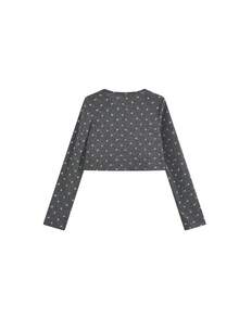 Jaket Kardigan Motif Bunga Kecil Gaya Korea untuk Wanita, Rajutan Lembut, Potongan Ramping, Pakaian Luar untuk Berlapis, Musim Gugur/Dingin, Tampilan Awet Muda (Lapisan Dalam Tidak Termasuk) - Grey - View 5