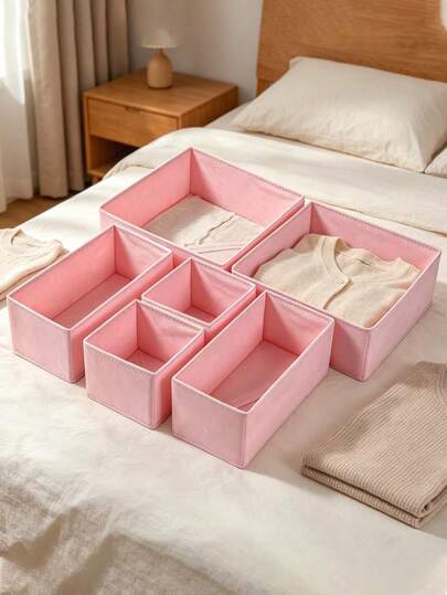 1/3/6/12pcs Foldable & Detachable Fabric Storage Bins, Large Capacity Closet Drawer Organizer Baskets For Underwear, Bras, Socks, Cosmetics, Space-Saving Storage Boxes For Wardrobe, Bedroom, Dorm, Apartment, Home, Back To School,Bedroom Room Decor,Back To School