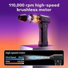 110,000 RPM Wireless Handheld Vacuum Cleaner, Type-C Rechargeable Cleaning Blower, Car Snow Remover, Indoor Dust Removal, Fast Cooling, Garden Snow Blower, 4-Speed Adjustable Portable Jet Fan - Cordless - View 11