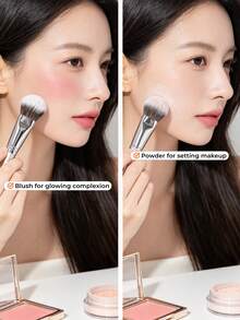 GUOXIAONIU 1pc Angled Blush Brush, Soft Synthetic Bristles, No Clumping Multi-Function Blush & Contour Makeup Brush, Suitable For Cream And Powder Blush - Rose Gold - View 2