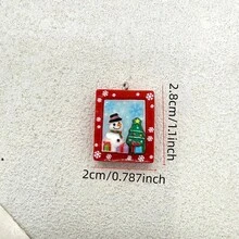 6件組樹脂聖誕紅色相框吊墜，適合DIY珠寶製作，完美用於派對配件、耳環、項鍊、包包 - 聖誕雪人相框吊墜 - 查看 3