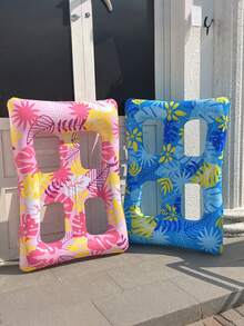 Leaf Print Field Style Slouchy Chair, Leaf Inflatable Floating Mat, Thickened PVC Floating Bed, Water Swimming Pool, Floating Pool Essential, Pool Float, Easy To Carry - Multicolor - View 3