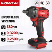 SuperPan 380牛米无刷冲击扳手，1/2英寸驱动高扭矩无绳扳手，适用于汽车维修、工厂和重型作业项目。 - 紅色 - 查看 1