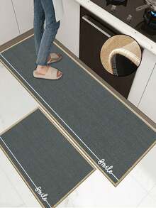 1pc Solid White Letter Pattern Rubber Soft Mat, Absorbent And Easy To Clean, Suitable For Kitchen, Bathroom And Other Areas, All Season Use - Multicolor - View 1