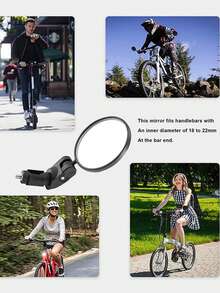 1 Pair Portable Handlebar Plug-In Bicycle Rearview Mirrors, Anti-Drop Durable Cycling Wide-Angle Mirrors, Universal Reflective Mirrors For Road And Electric Bikes - Multicolor - View 8