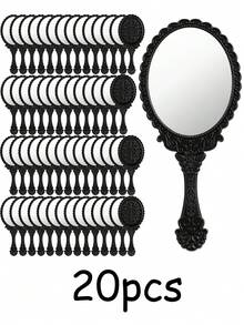 1/4/10/20件組復古手持化妝鏡套組，金色/銀色/玫瑰金壓紋設計，便攜式化妝鏡，這款小型壓紋鏡非常適合公主主題派對與旅行 - 彩色 - 查看 42