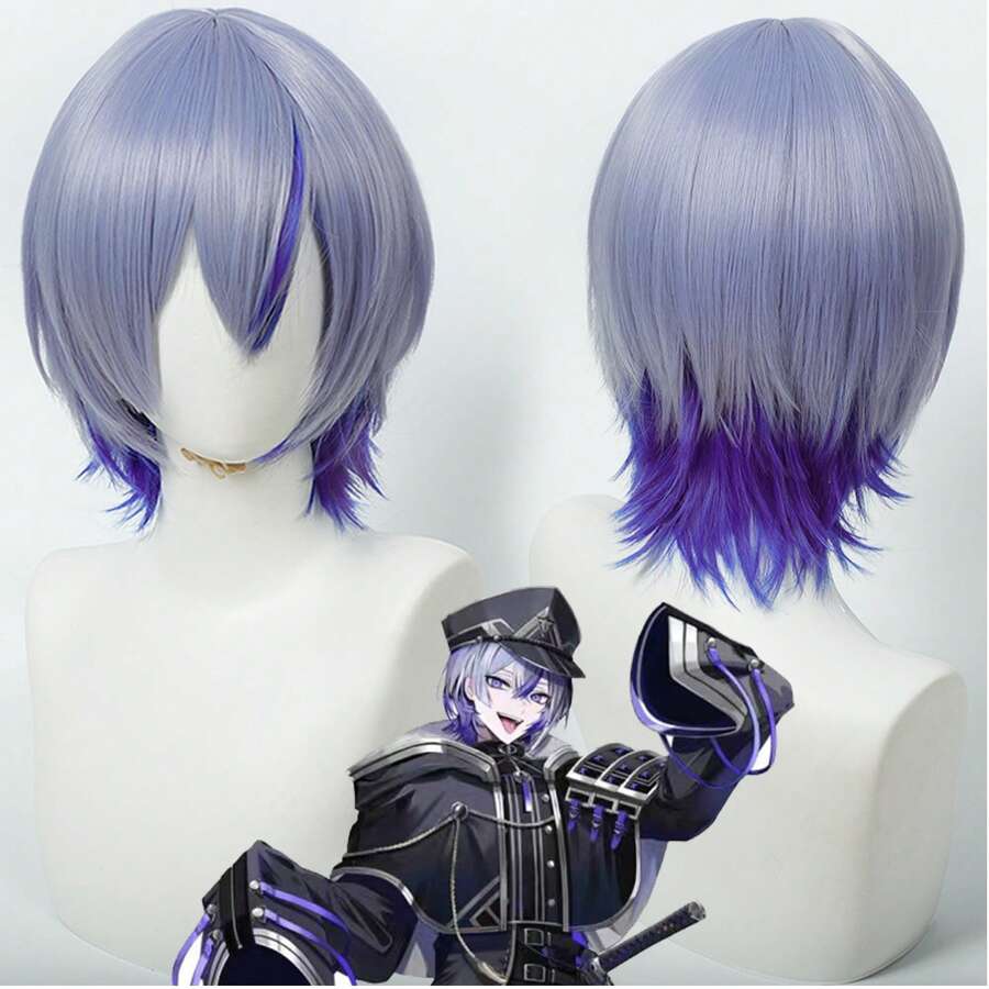 Yewell Purple Blue Cosplay Wig Role-Playing Headgear Daily Series Japanese Cosplay Headgear Series Multi-Style Interpretation Of Cartoon Anime Suitable For Private Parties Daily Role-Playing Halloween - Two-Tone - View 1