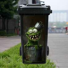Green Monster, Flower, Hedgehog Garbage Can Stickers Waterproof PVC Outdoor Garbage Can Poster Strip Stickers 4 Sizes - 1PC - View 6