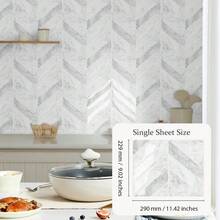 SUPSTICKER 1pc/10pcs Marble Herringbone 3D Gel PVC Wall Sticker, Self-Adhesive Waterproof Kitchen Bathroom Splash Guard, 3 Colors Available - 10Pcs - View 12