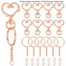 30/60/90pcs Heart-Shaped Keychain Swivel Clasp Hook Set, Split Key Ring Chain And Jump Ring Bulk Keychain Lanyard, DIY Keychain Making Kit, DIY Keychain Wallet Bag Pendant Accessories Craft Supplies - Heart-shaped Clasp Chain Small Loop - View 12
